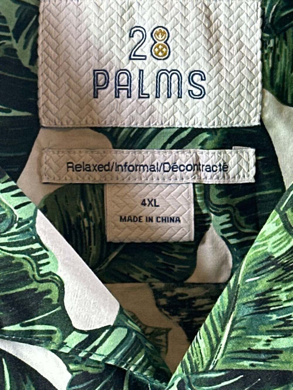 28 Palms Green Palm Leaf Print Relaxed Fit Hawaiian Shirt - Picture 5 of 5